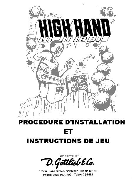 Manuel instruction HIGH HAND 1973 FR